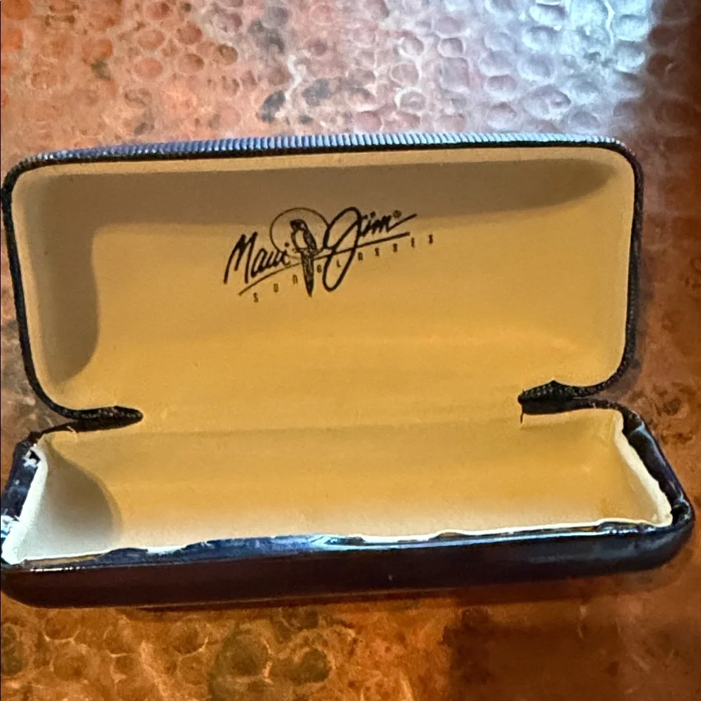 Maui Jim Sunglasses Case Hard Shell Clamshell Black Navy Blue Textured Logo